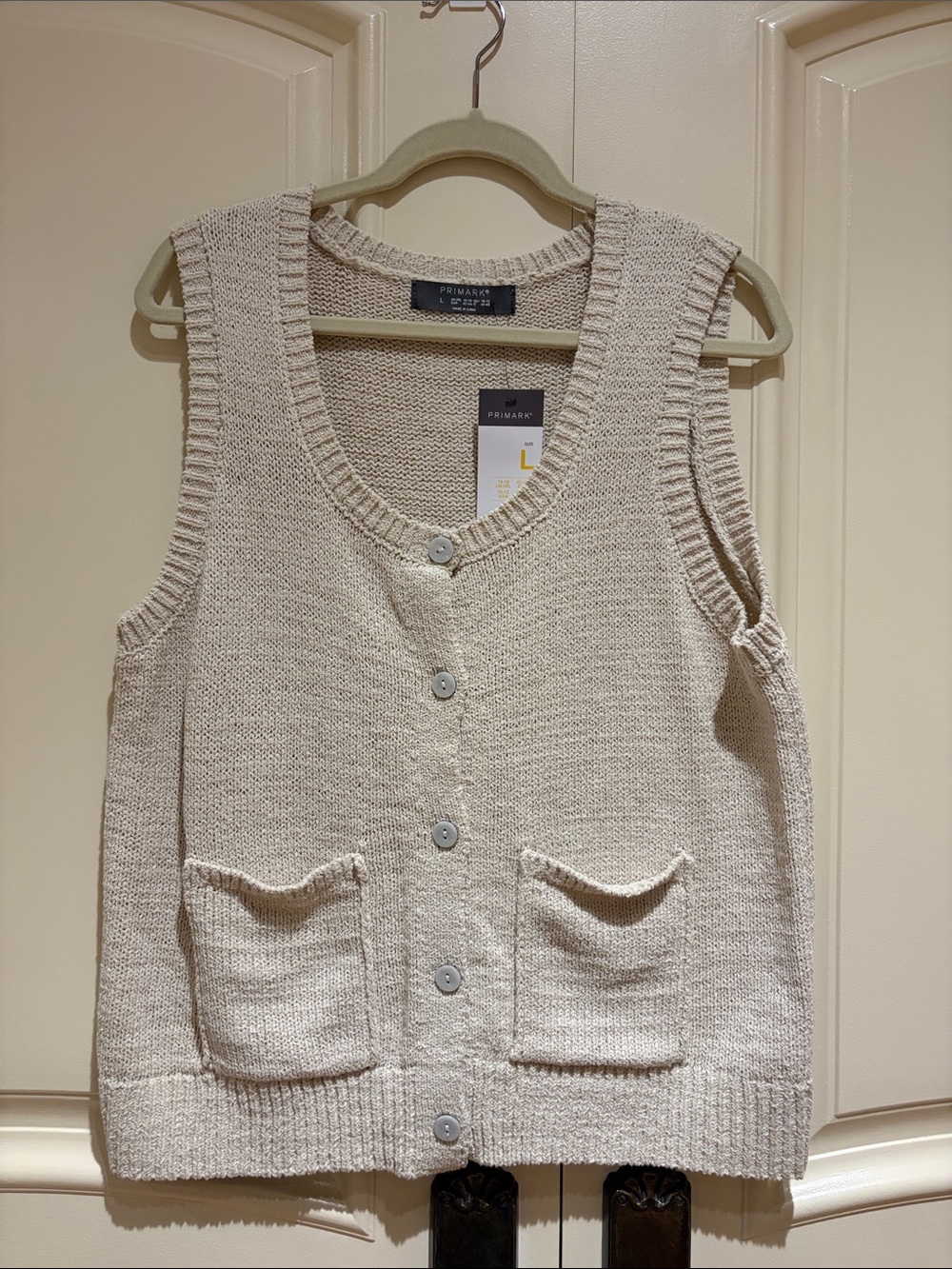 Primark Cream Button-Up Knit Sleeveless Vest
